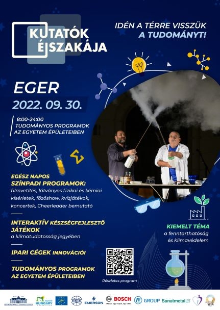 Kutatók Éjszakája Egerben 2022. szeptember 30-án